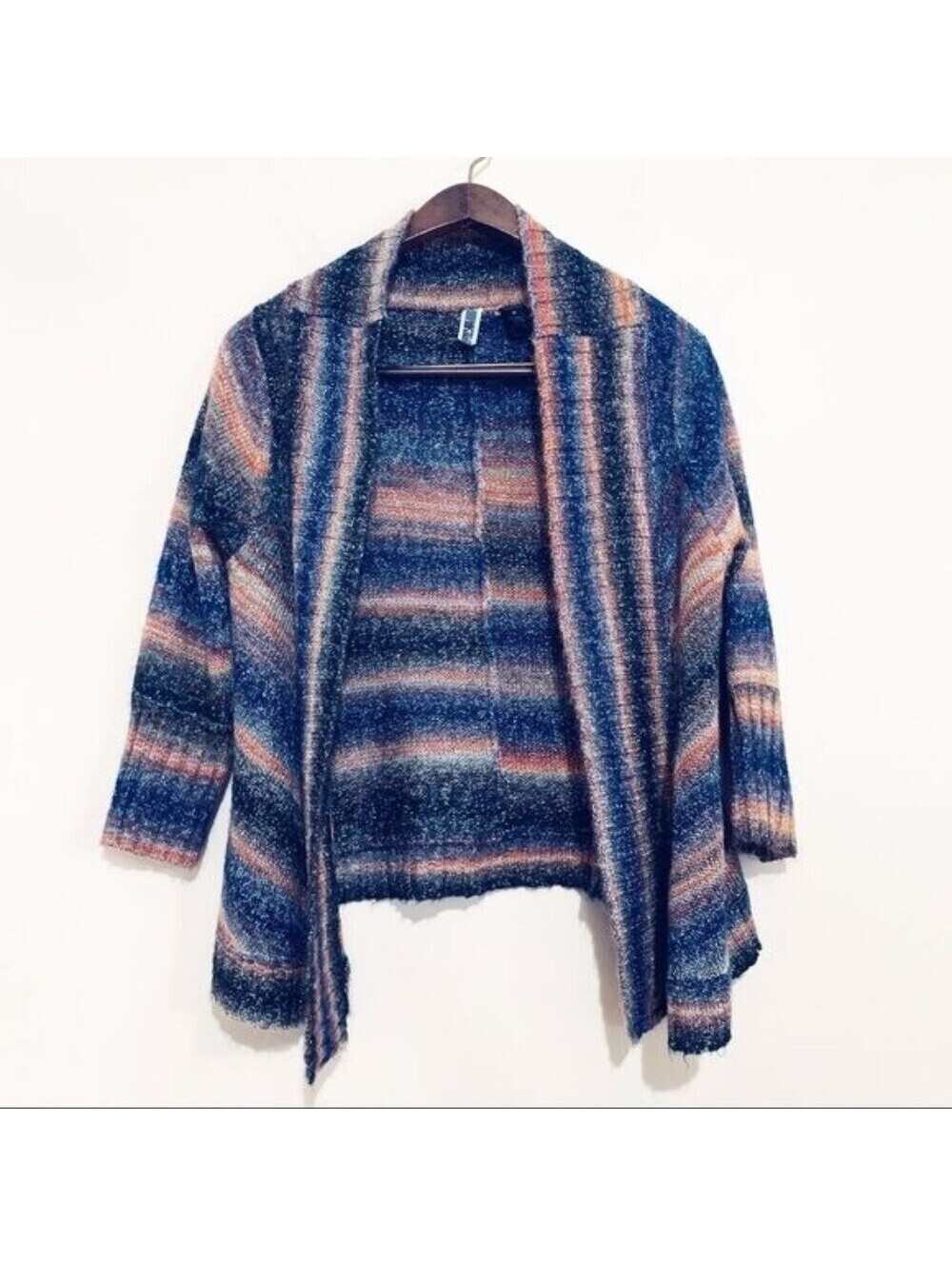 BKE Women's Open front Cable Knit Cardigan Sweater Multicolored Stripes Medium